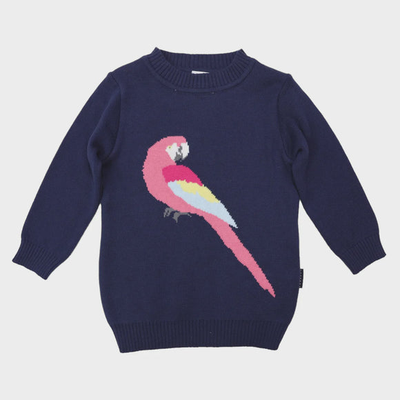Korango Kids Pink Macaw Long Sweater Navy