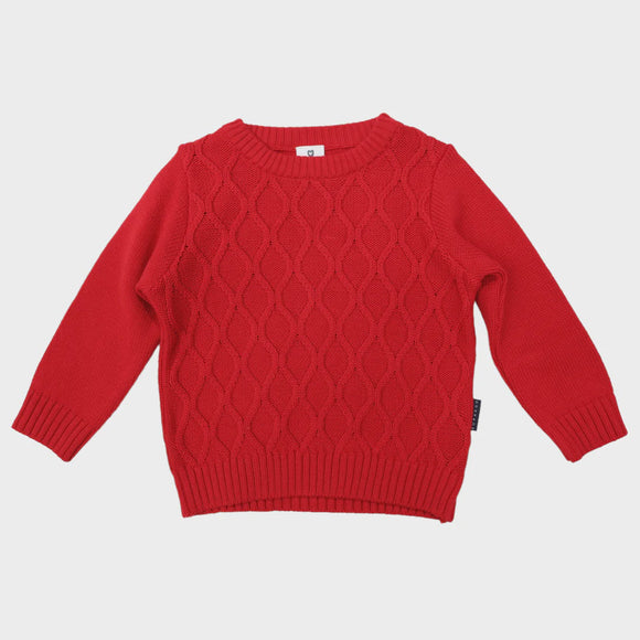Korango Kids Pattern Knit Sweater Red