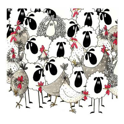 Greeting Card Fowl & Wacky - Chicken & Sheep