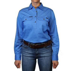 Ringers Western Pentecost River Wmns 1/2 Button Shirt Blue