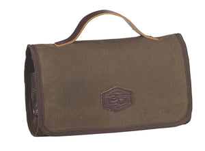 Toiletry Bag Trifold Brown Canvas