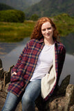 Lee Valley Collar Fleece Lined Flannel Unisex Shirt Maroon Check