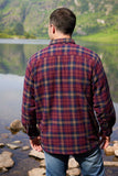 Lee Valley Collar Fleece Lined Flannel Unisex Shirt Maroon Check