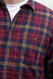 Lee Valley Collar Fleece Lined Flannel Unisex Shirt Maroon Check