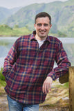 Lee Valley Collar Fleece Lined Flannel Unisex Shirt Maroon Check
