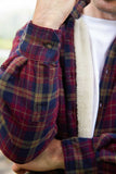 Lee Valley Collar Fleece Lined Flannel Unisex Shirt Maroon Check