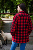 Lee Valley Collar Fleece Lined Flannel Unisex Shirt Red & Black Check