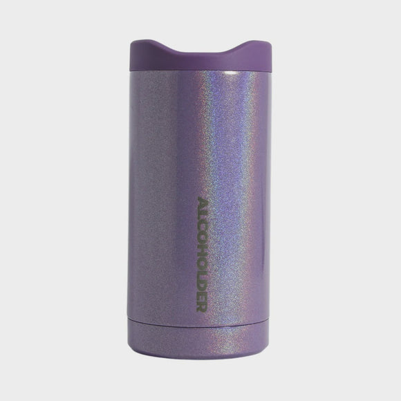 Alcoholder Slim Zero Slim Can Cooler Ultra Violet Glitter
